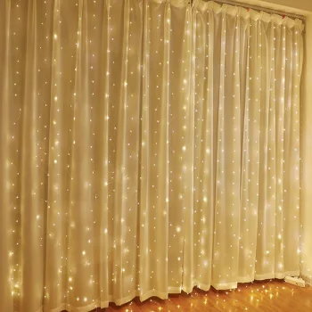 Telcon LED aizkars, 100 LED, 3m x 1m, silti balta gaisma