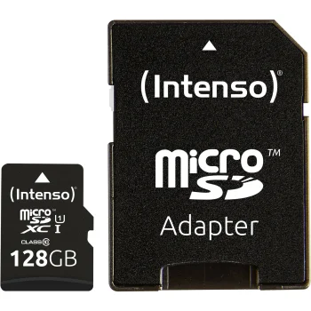 microSDXC atmiņas karte Intenso 128 GB UHS-I Class 10 ar SD adapteri