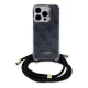 Guess iPhone 15 Pro vāciņš HC Crossbody Cord 4G Print, melns