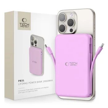 Ārējais akumulators Tech-Protect PB31 LifeMag 10000mAh ar MagSafe, Purple