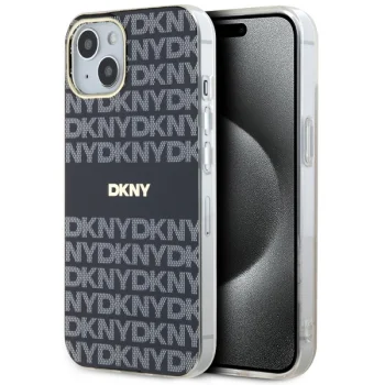 DKNY iPhone 15 / 14 / 13 vāciņš IML Mono & Stripe MagSafe, melns