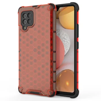 Aizsargvāciņš Samsung Galaxy A42 5G Honeycomb Case ar TPU apmali, sarkans