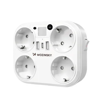 Wozinsky WRS-2B kontaktligzdu sadalītājs 4x AC 2x USB-A 1x USB-C ar lampu, balts