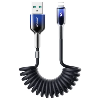 Joyroom S-A43 Crystal-Clear spirālveida kabelis USB-A - Lightning 3A 1.5 m, melns