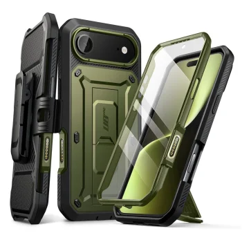Aizsargvāciņš Supcase Unicorn Beetle Pro priekš iPhone 17 Air ar jostas klipsi, Zaļš