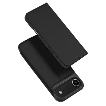 Atverams vāciņš Dux Ducis Skin Pro iPhone 17 Air ar kartes kabatu un statīvu, melns