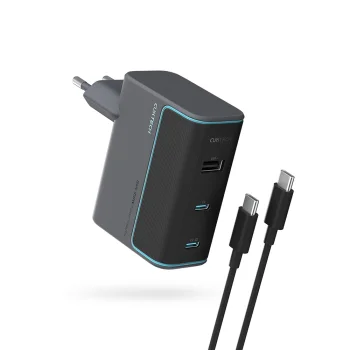 Cuktech CUKAD1003EUG GaN tīkla lādētājs 100W, 2x USB-C un 1x USB-A ar 1.5m kabeli, pelēks