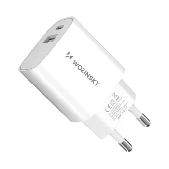 Wozinsky WGWCW USB-A USB-C 20W tīkla lādētājs, balts