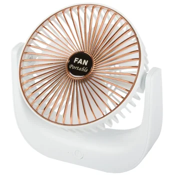 Bezvadu galda ventilators, balts/zelta