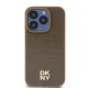 DKNY iPhone 15 Pro vāciņš Leather Monogram Pattern Metal Logo MagSafe, brūns