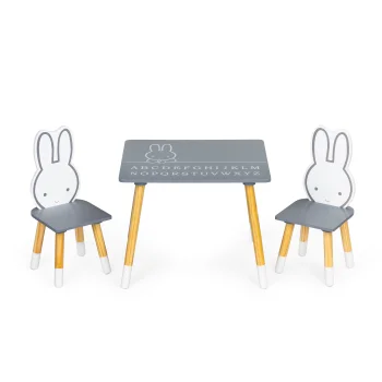 Ecotoys WH141 bērnu galds ar 2 krēsliem, zaķīšu motīvs