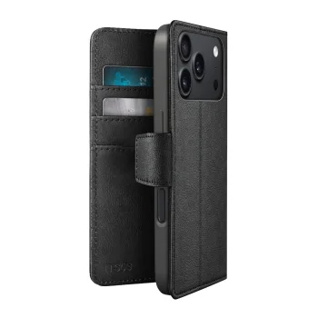 Atverams vāciņš SBS Wallet Classic, iPhone 18 Pro Max, ar statīvu, melns