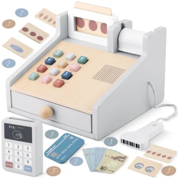 Koka rotaļu kases aparāts NK-863 Nukido | Wooden Toy Cash Register