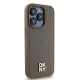 DKNY iPhone 15 Pro vāciņš Leather Monogram Pattern Metal Logo MagSafe, brūns