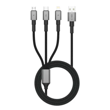Tech-Protect UltraBoost DNA 3in1 USB-C / Micro-USB / Lightning kabelis 120 cm, pelēks
