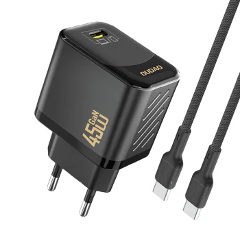 Dudao A28C 45W GaN lādētājs ar USB-C kabeli, melns