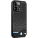 BMW iPhone 13 Pro Max vāciņš Leather Carbon, melns