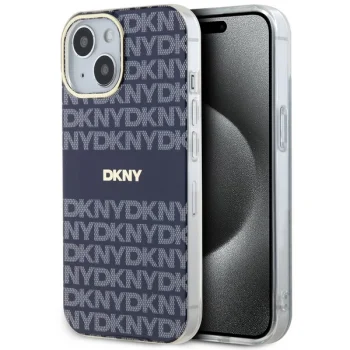 DKNY iPhone 15 vāciņš IML Mono & Stripe MagSafe, zils