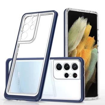 Hybrid Armor Samsung Galaxy S23 Ultra vāciņš Clear 3in1, caurspīdīgs ar zilu rāmi