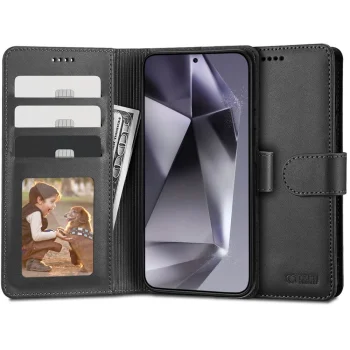 Tech-Protect Samsung Galaxy S24 Ultra atverams vāciņš maciņš grāmatiņa Wallet, melns