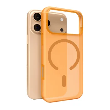 Puro Daylight MagSafe silikona vāciņš iPhone 17 Pro, puscaurspīdīgs oranžs