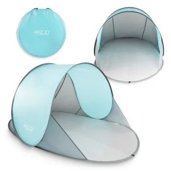 Pašuzstādoša pludmales telts 4FIZJO POP-UP, piparmētru un pelēka