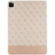 Guess iPad Pro 12.9\" atverams vāciņš maciņš grāmatiņa 4G Stripe Allover, rozā