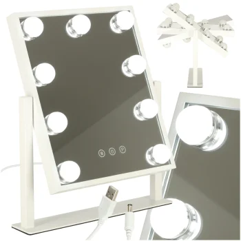Grima spogulis ar 9 LED spuldzēm, USB, 25x30 cm
