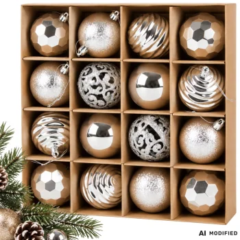 Ziemassvētku eglītes bumbas 6cm plastmasas 16 gab. sudraba