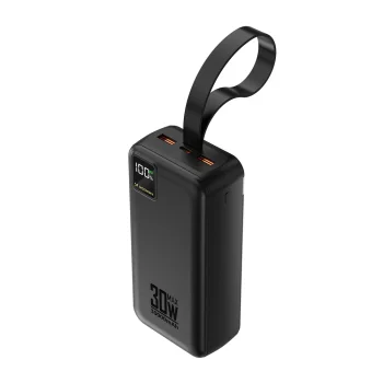 Wozinsky W8-B ārējais akumulators 30000 mAh 30W ar lukturīti, melns