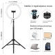 LED gredzenveida lampa 30cm ar statīvu līdz 1.65m un telefona turētāju, USB