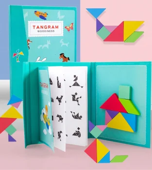 Magnētiska grāmatu puzzle 3D Tangram bloki