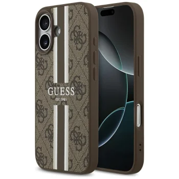 Guess 4G Printed Stripes MagSafe vāciņš iPhone 17, brūns