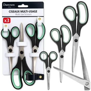 Universālo šķēru komplekts Danyson, 3 gab. (14, 18, 21 cm), nerūsējošais tērauds, balts/zaļš
