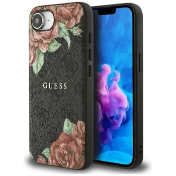 Guess 4G Flowers Print MagSafe vāciņš Apple iPhone 16e Melns