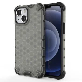 Aizsargvāciņš iPhone 13 mini Honeycomb Case ar TPU rāmi, melns