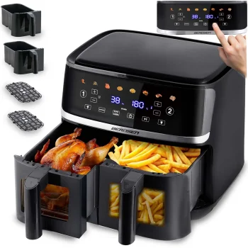 Berdsen BD-657 divkameru karsta gaisa friteris 10.2L 1700W, melns