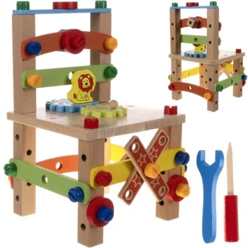 Kruzzel 00022506 koka konstruktors - saliekams krēsls, daudzkrāsains