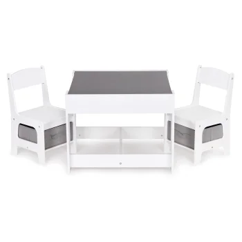ECOTOYS bērnu mēbeļu komplekts: koka galds un 2 krēsli