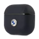 BMW Genuine Leather Silver Logo maciņš AirPods 3 austiņām, tumši zils