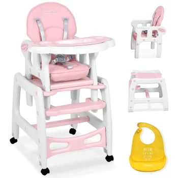 Ricokids 7091 Sinco 5-in-1 bērnu barošanas krēsliņš, rozā