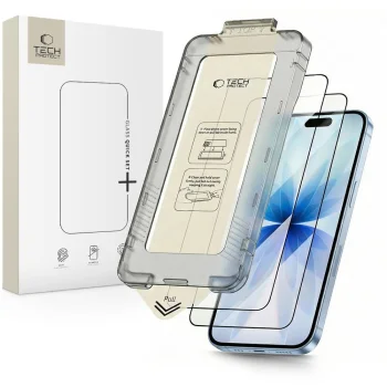 Apple iPhone 17 6.3'' Tech-Protect Quick Set+ Tempered Glass 2x | Ekrāna Aizsargstikls ar Rāmi 2 gab.