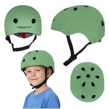 Bērnu velo ķivere Trike Fix ar LED, M (55-58 cm), tumši zaļa