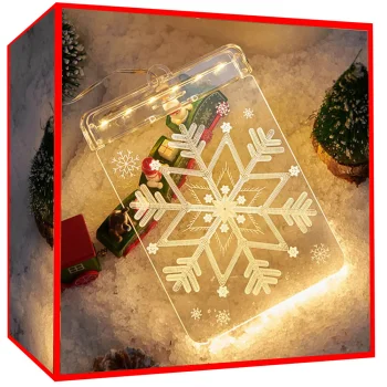 3D LED loga vitrāža, Ziemassvētku dekorācija, silta gaisma