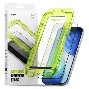 Ringke Easy Slide aizsargstikls iPhone 17, 2 gab., melns