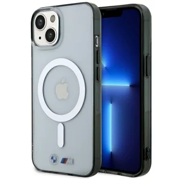 BMW iPhone 14 vāciņš Silver Ring MagSafe, caurspīdīgs