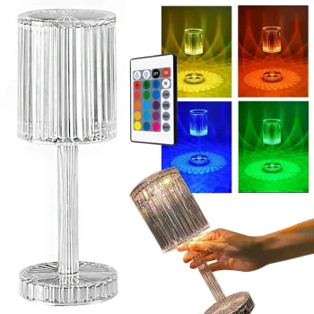 Galda naktslampiņa ar kristāla imitāciju LED RGB, USB, pults