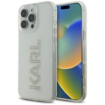 Karl Lagerfeld IML Rhinestones Logo vāciņš priekš iPhone 16 Pro 6.3", caurspīdīgs