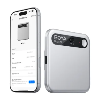 Balss ierakstītājs diktofons BOYA Notra ar AI transkripciju, 64 GB, Silver
