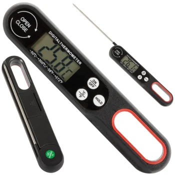 Saliekams virtuves termometrs ar zondi un LCD displeju, no -50°C līdz +300°C, melns